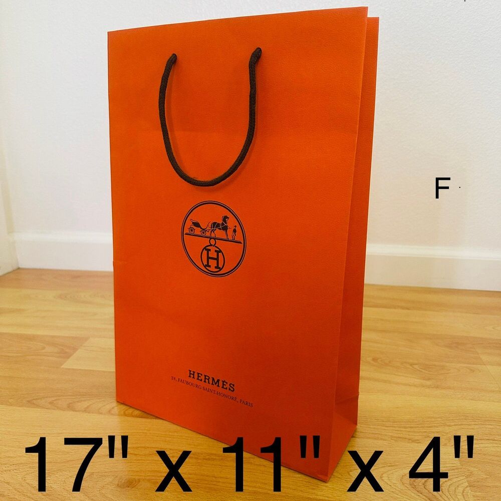Hermes Paper Shopping Bag - orange tall small, 17" x 11" x 4" [F]
